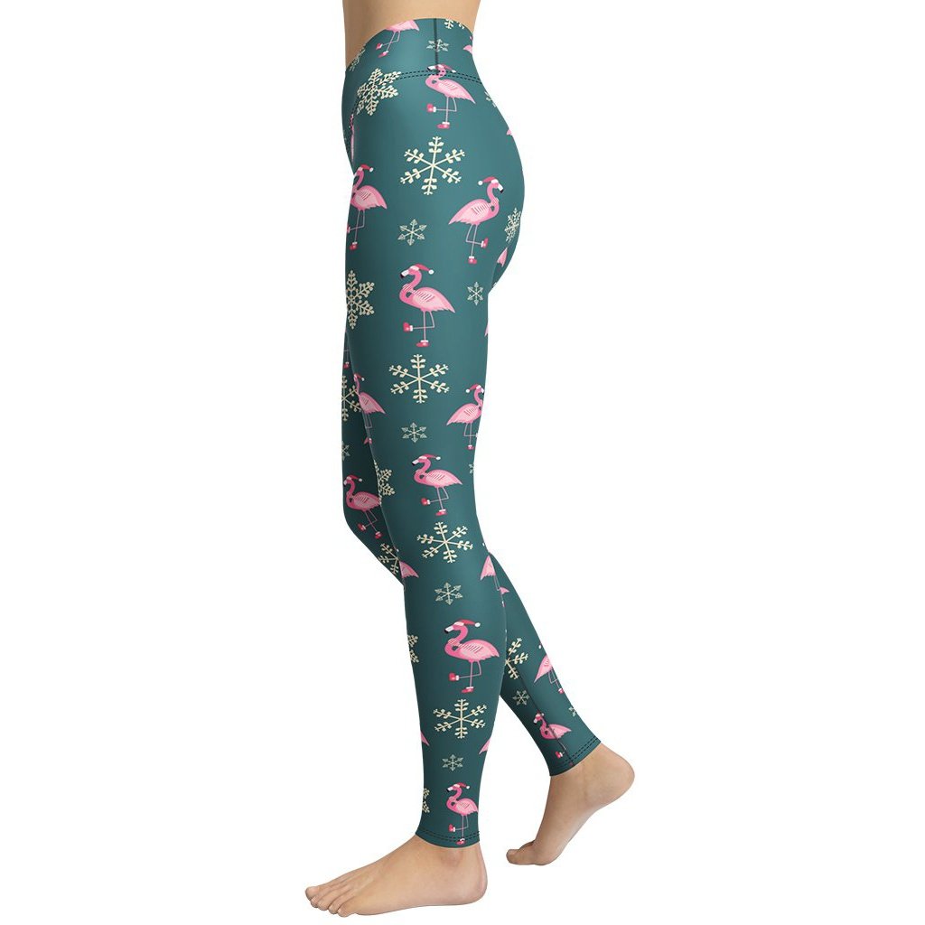 Festive Flamingos Yoga Leggings - FiercePulse - Premium Workout Leggings - Yoga Pants
