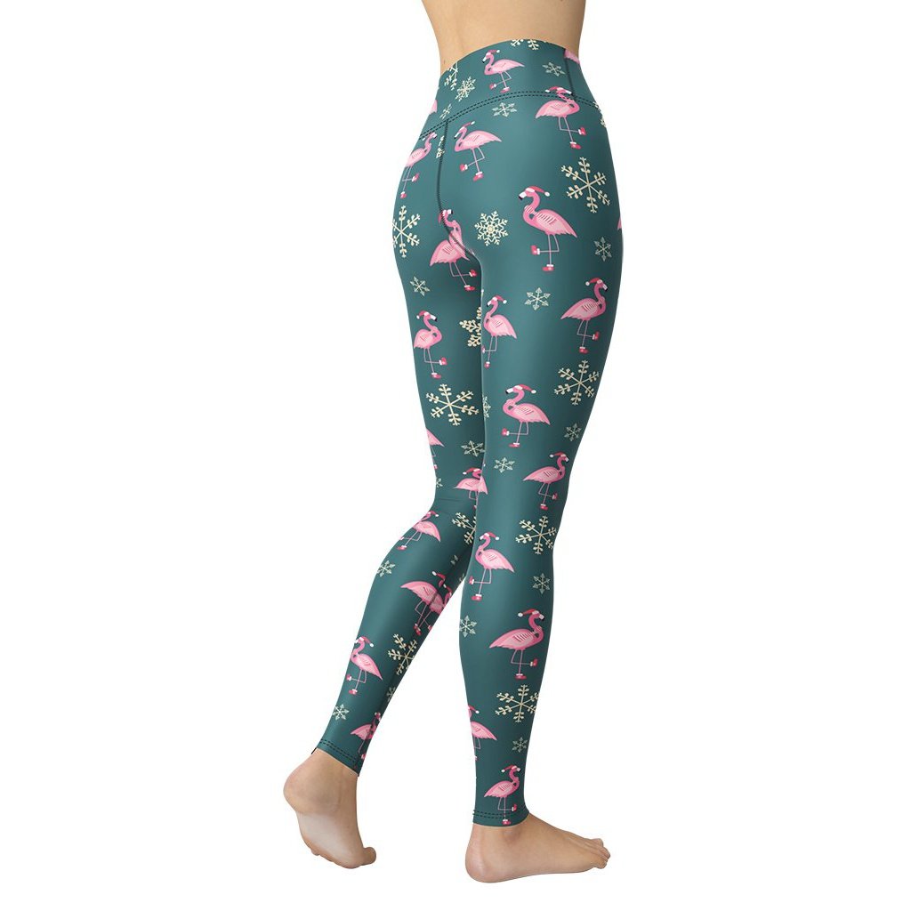 Festive Flamingos Yoga Leggings - FiercePulse - Premium Workout Leggings - Yoga Pants