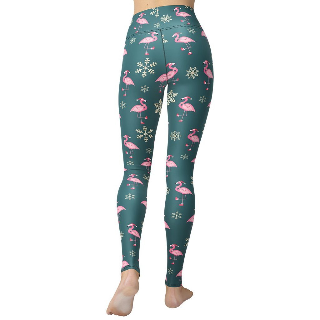 Festive Flamingos Yoga Leggings - FiercePulse - Premium Workout Leggings - Yoga Pants