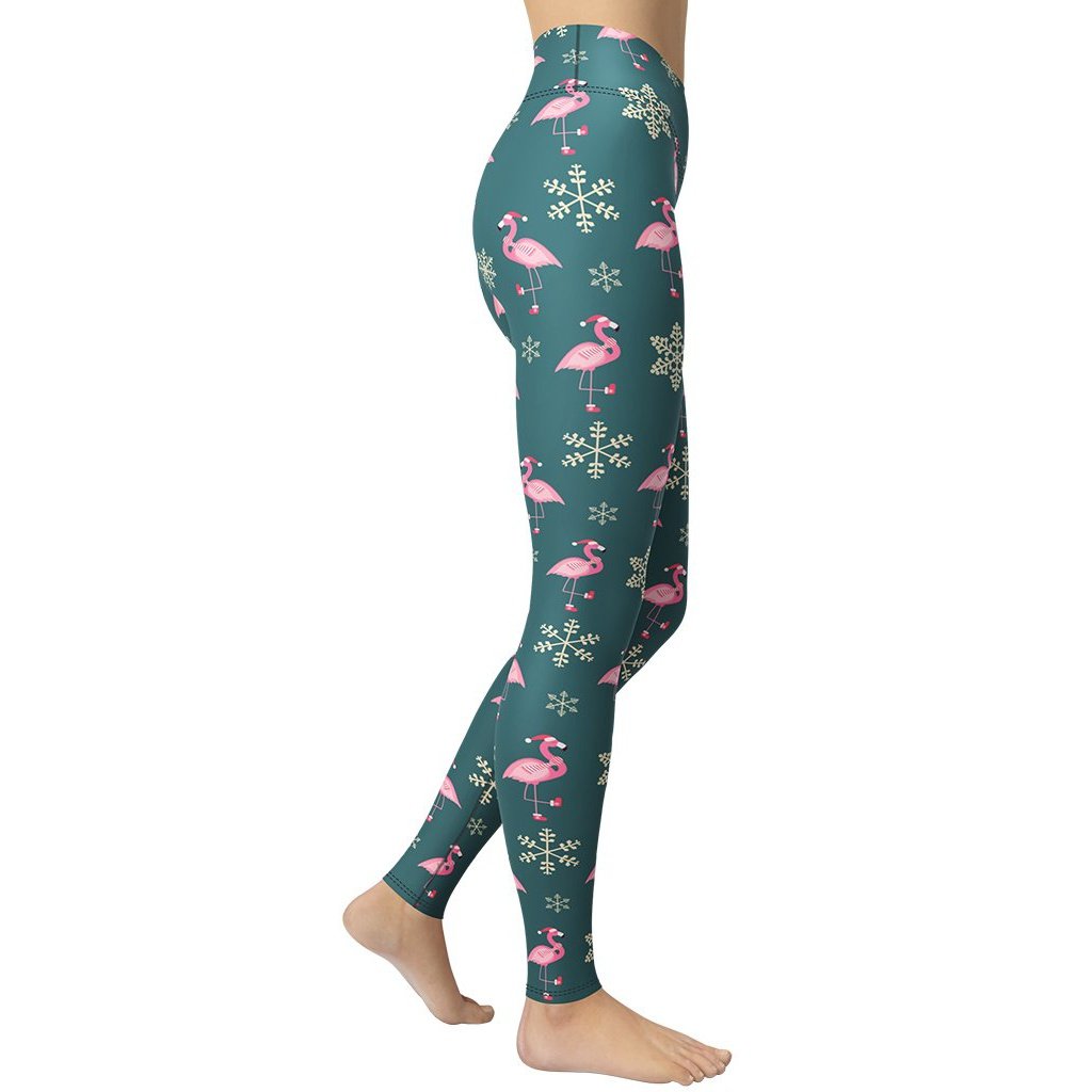 Festive Flamingos Yoga Leggings - FiercePulse - Premium Workout Leggings - Yoga Pants