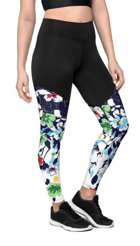Flower Drawings Compression Leggings