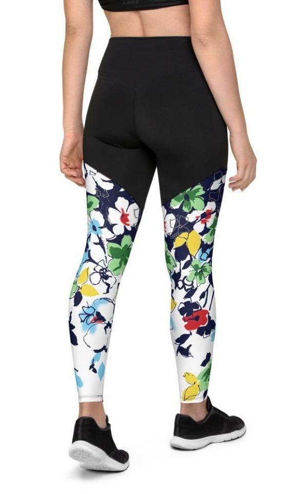Flower Drawings Compression Leggings