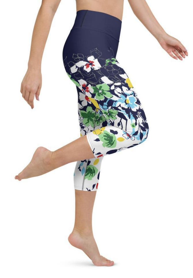 Flower Drawings Yoga Capris