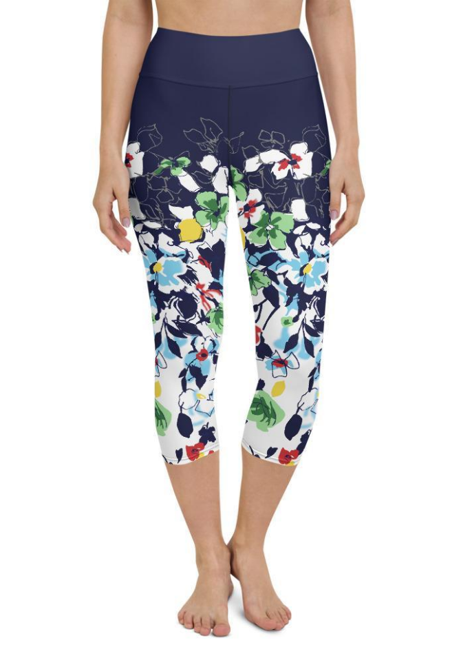 Flower Drawings Yoga Capris