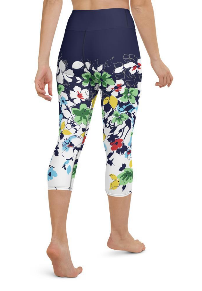 Flower Drawings Yoga Capris