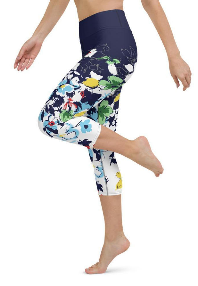 Flower Drawings Yoga Capris