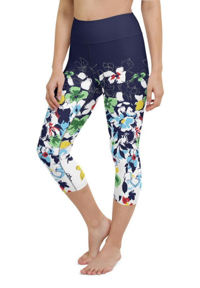 Flower Drawings Yoga Capris
