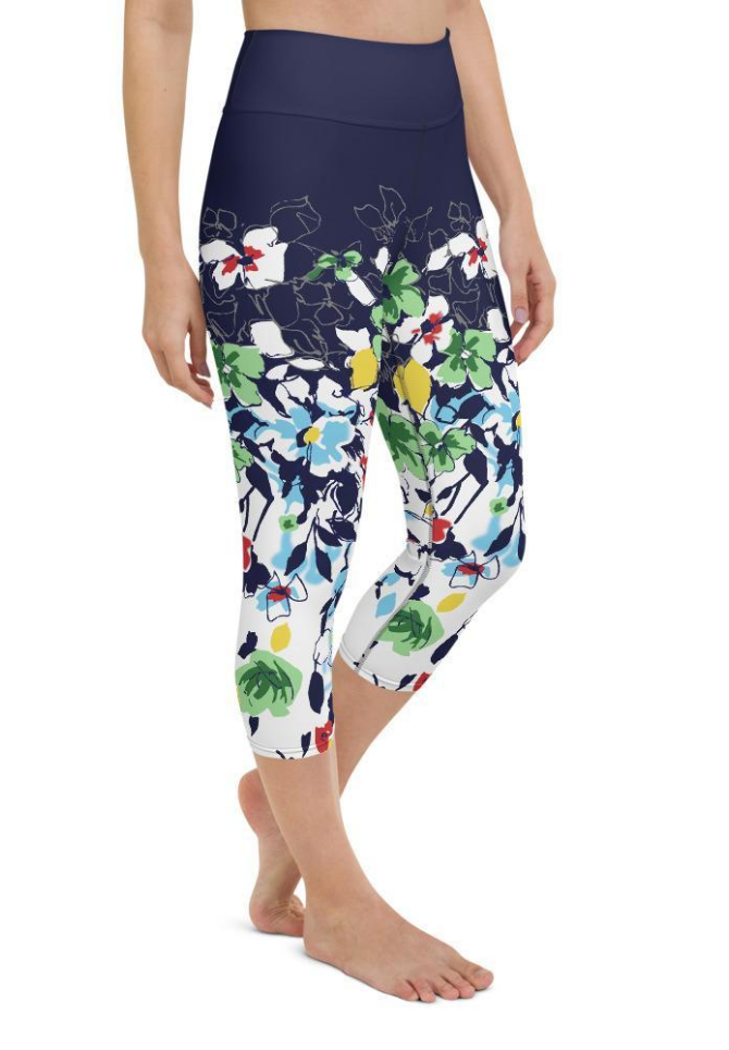 Flower Drawings Yoga Capris