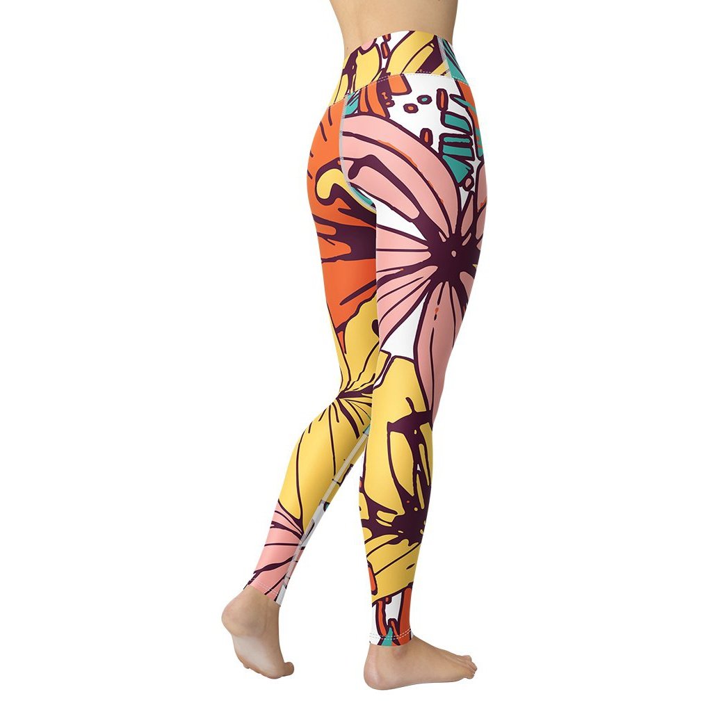 Flower Love Yoga Leggings - FiercePulse - Premium Workout Leggings - Yoga Pants
