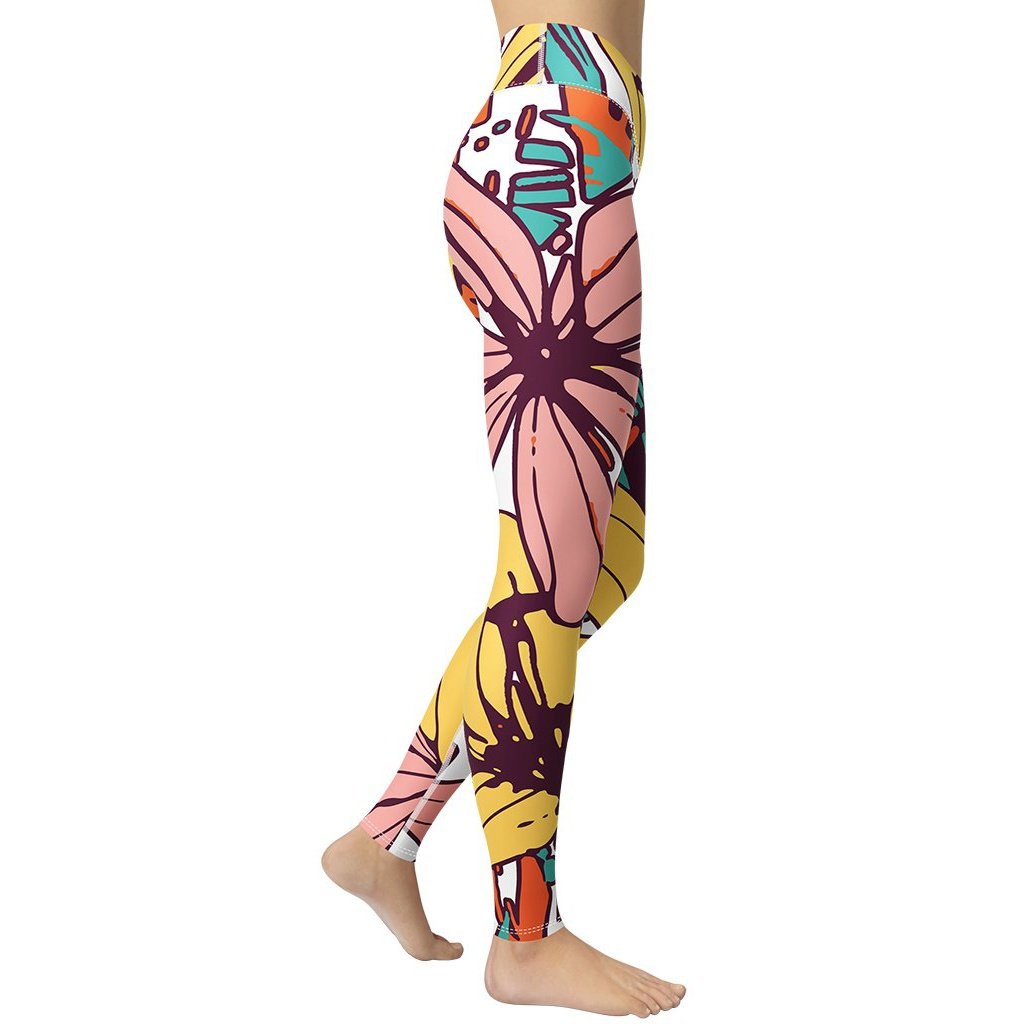 Flower Love Yoga Leggings - FiercePulse - Premium Workout Leggings - Yoga Pants