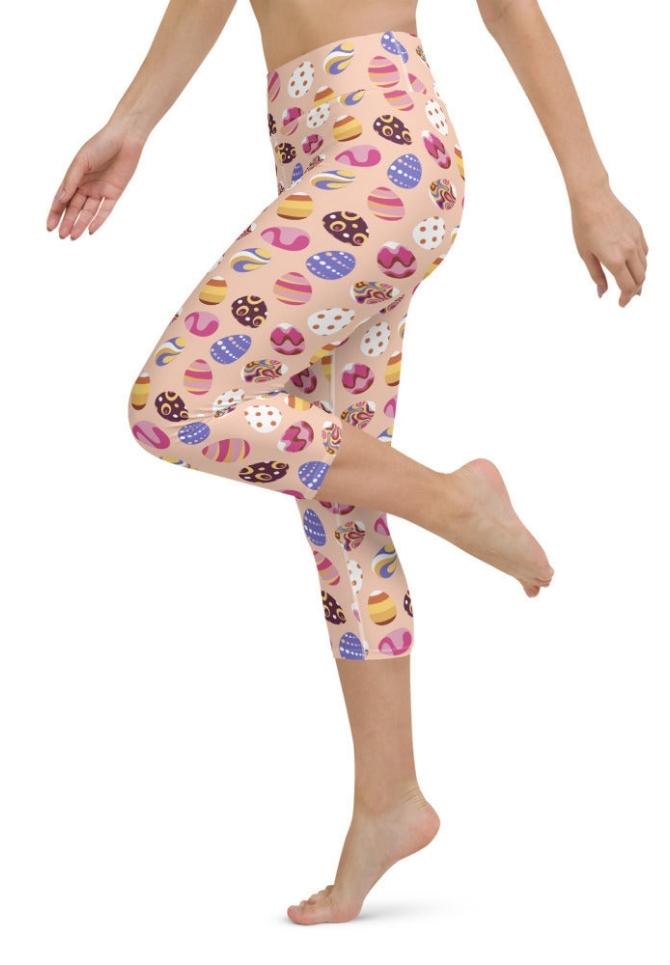 Fun Easter Eggs Pattern Yoga Capris