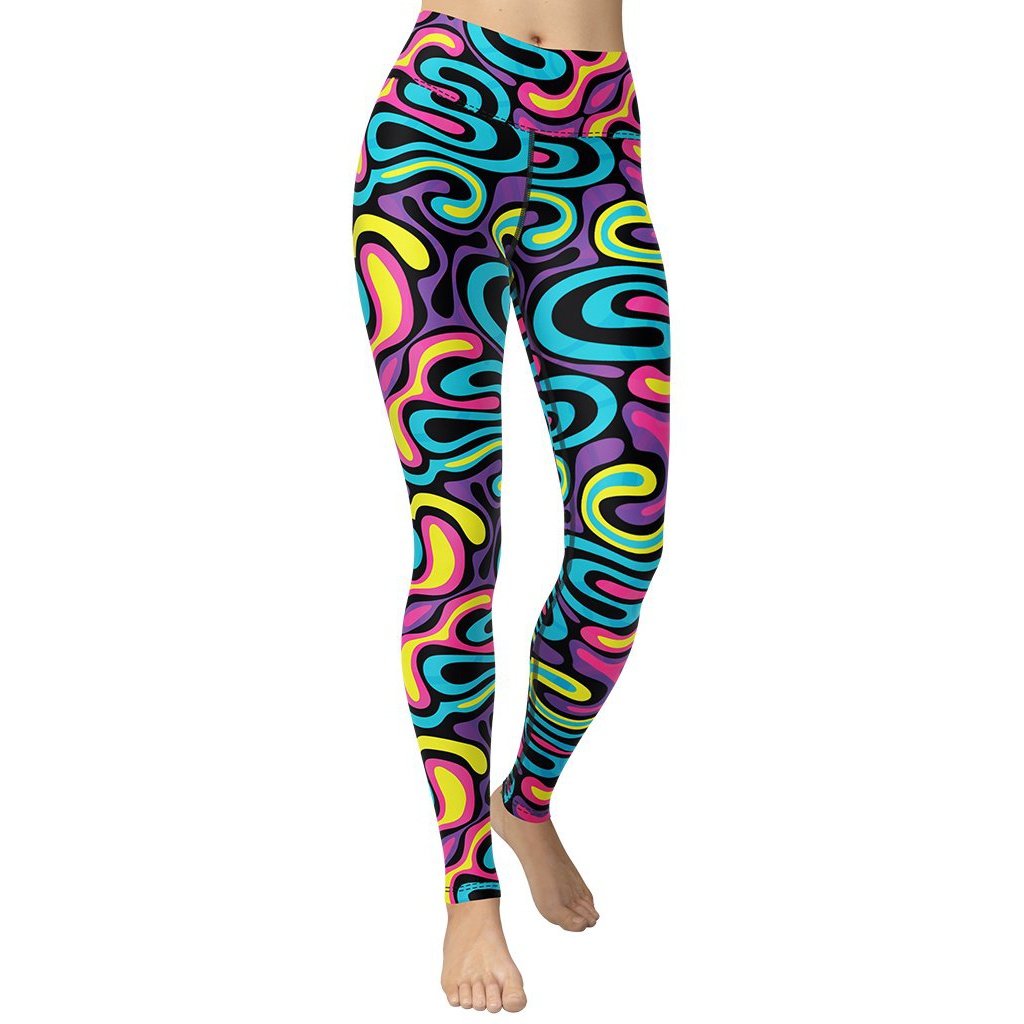 Rainbow Zebra High Waist Yoga Capri Leggings for Women Printed Yoga Pants  W/ Animal Print Perfect for Festival, Burning Man, Crossfit 