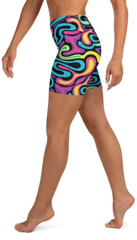 Funky Retro Print Yoga Shorts