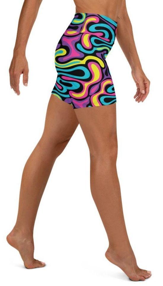 Funky Retro Print Yoga Shorts