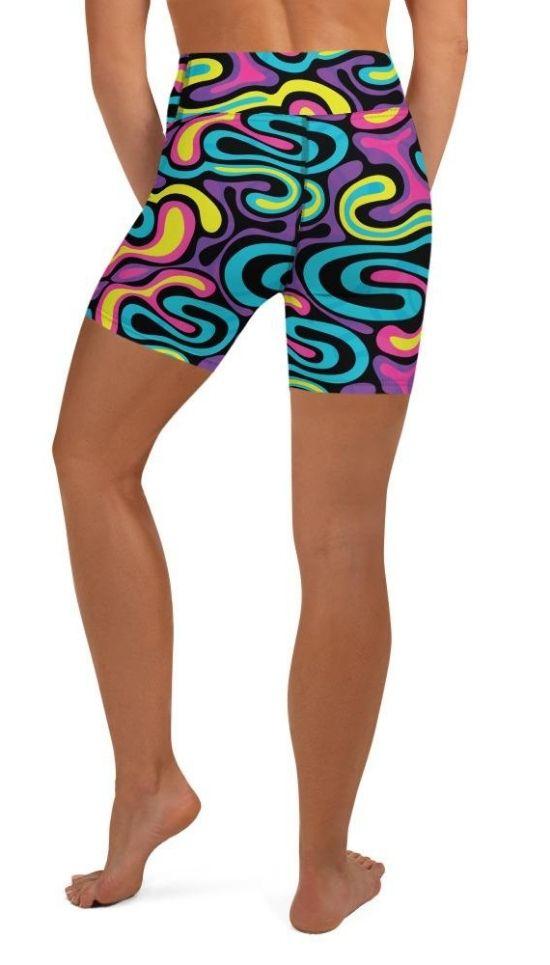 Funky Retro Print Yoga Shorts
