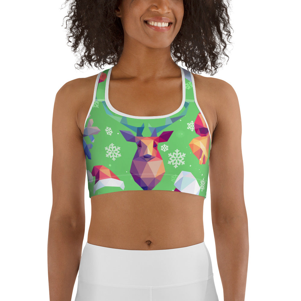 Geometric Vibe Christmas Sports Bra