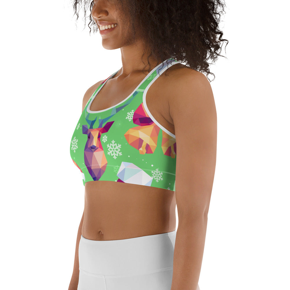 Geometric Vibe Christmas Sports Bra
