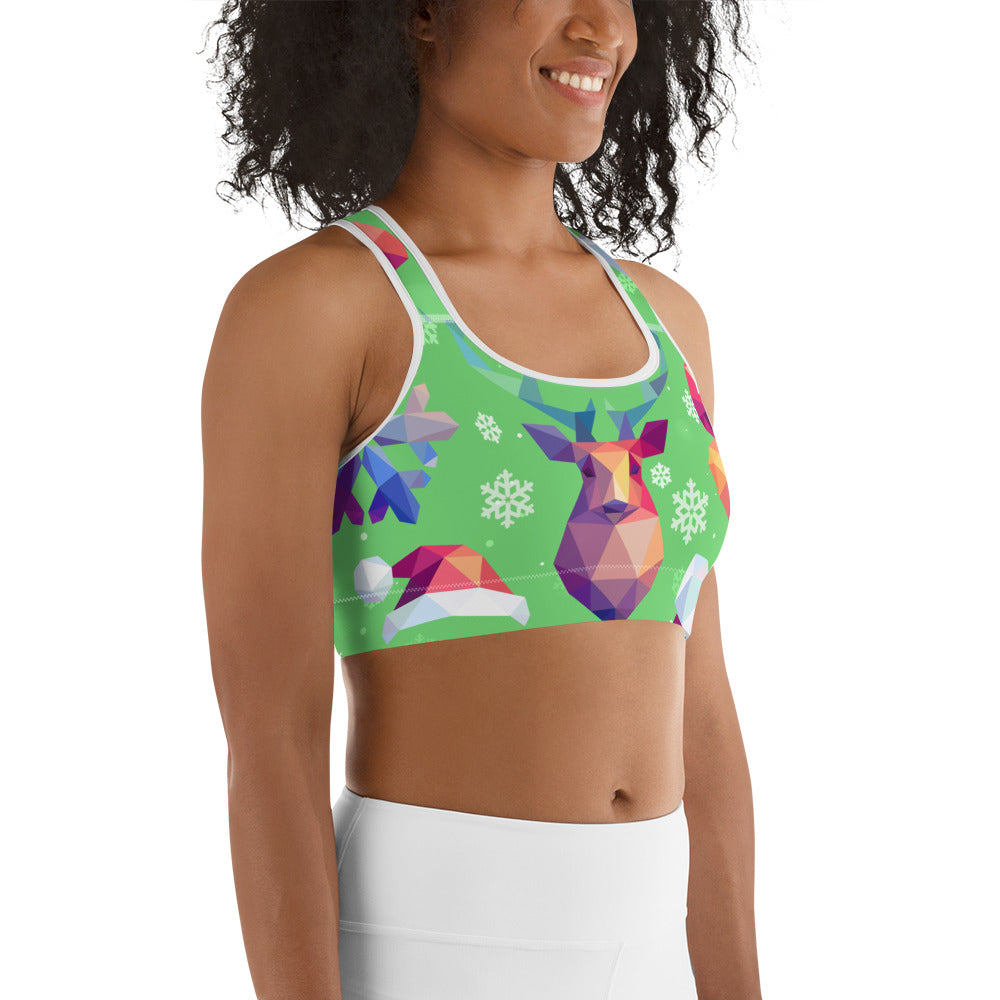 Geometric Vibe Christmas Sports Bra