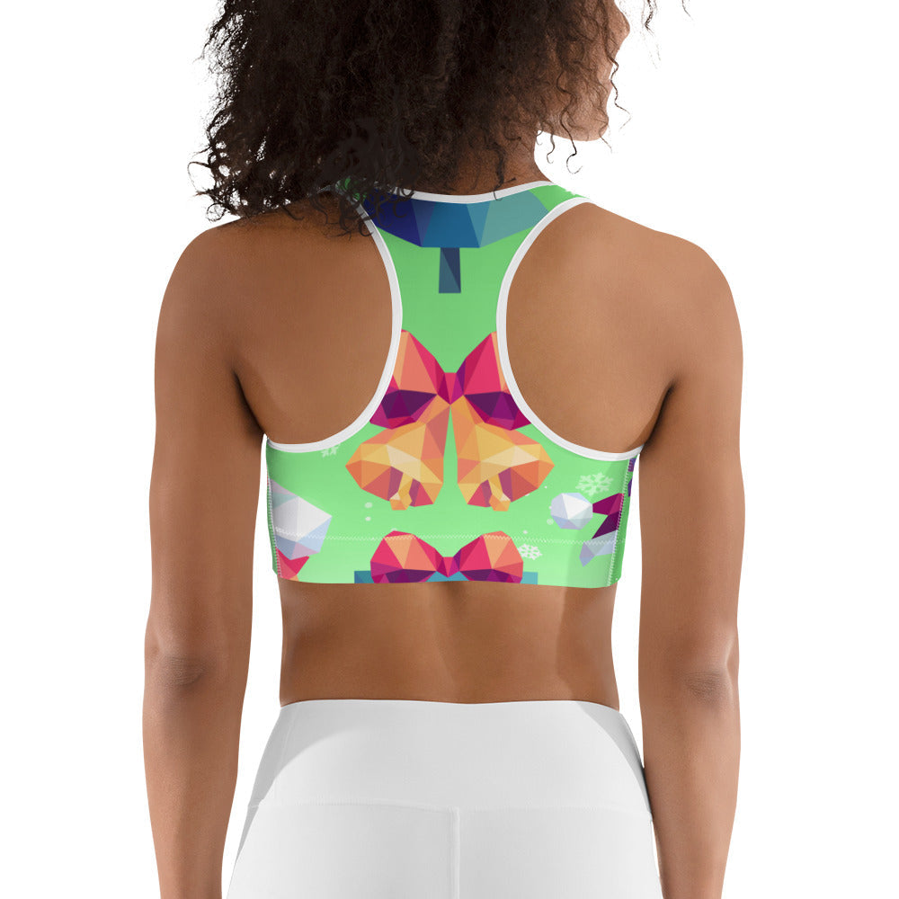 Geometric Vibe Christmas Sports Bra