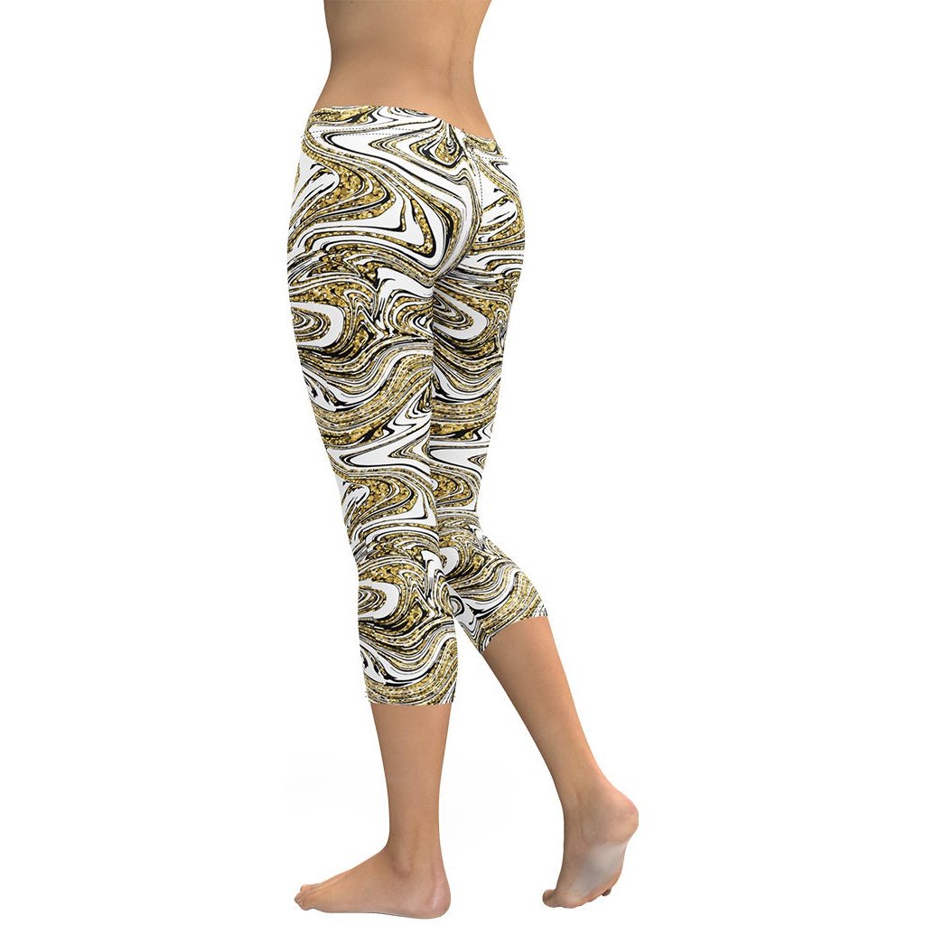 Glitter Print Marble Capris