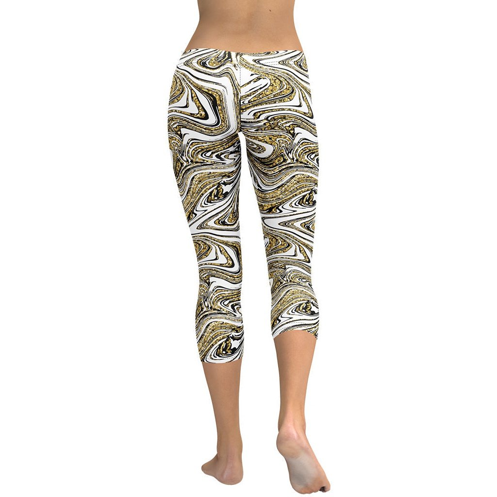 Glitter Print Marble Capris
