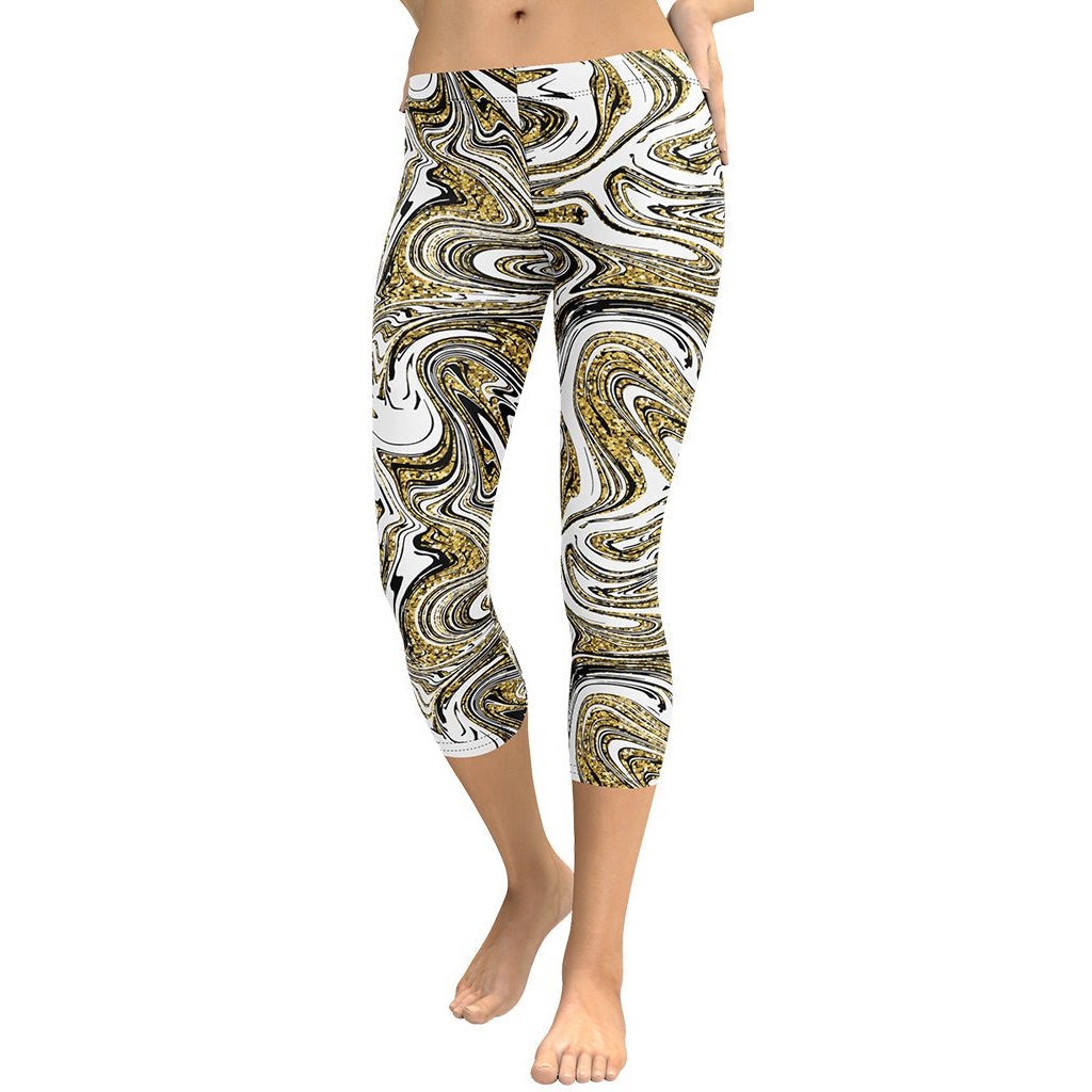 Glitter Print Marble Capris