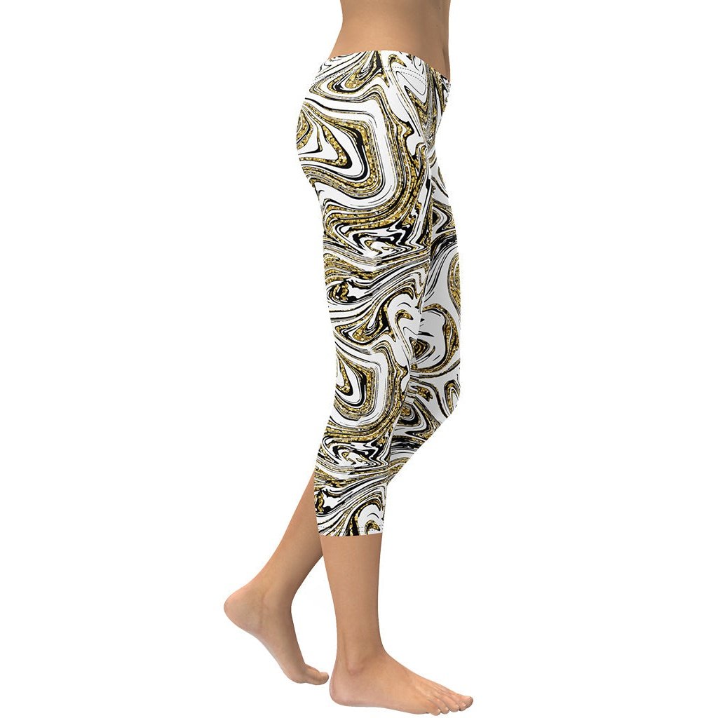 Glitter Print Marble Capris