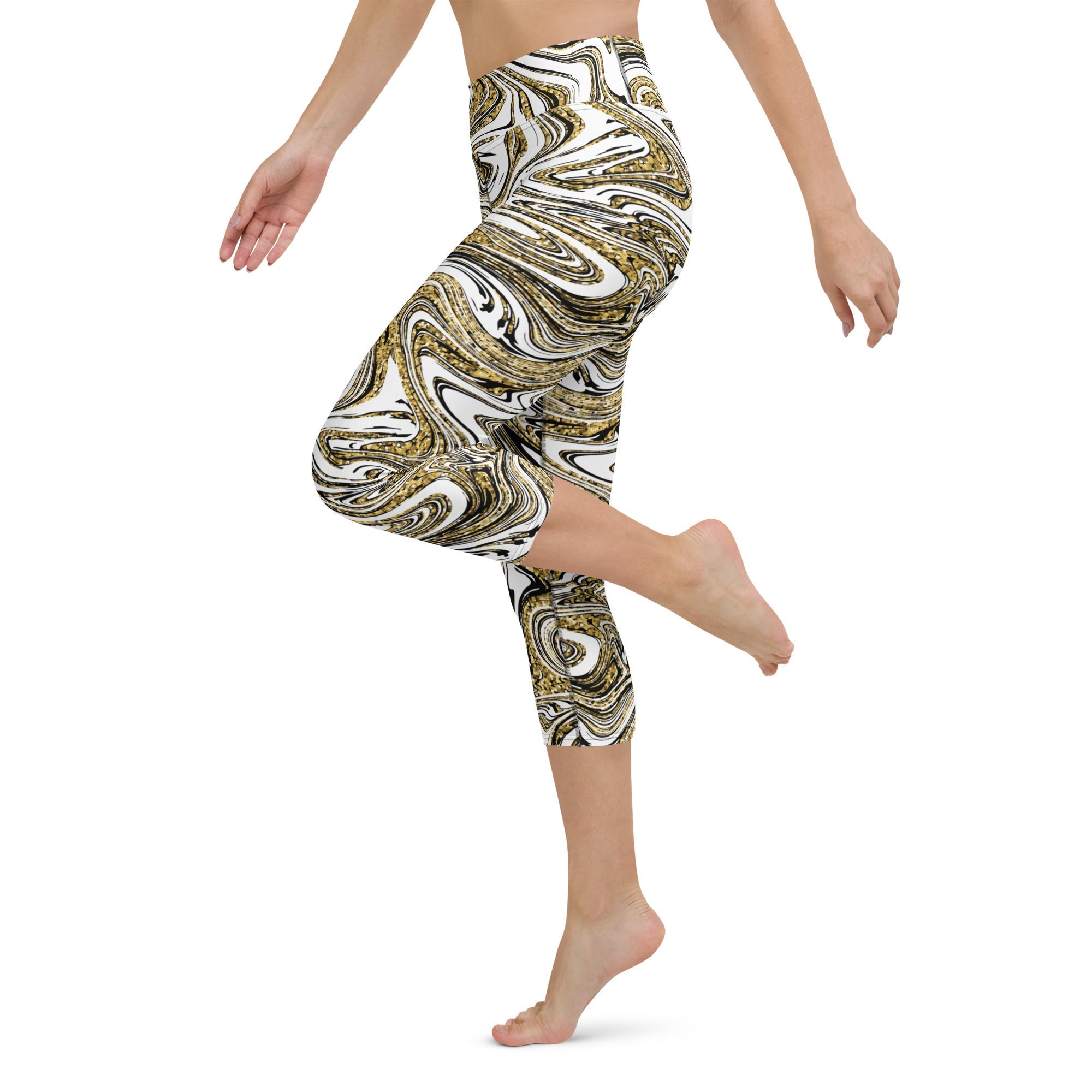 Glitter Print Marble Yoga Capris