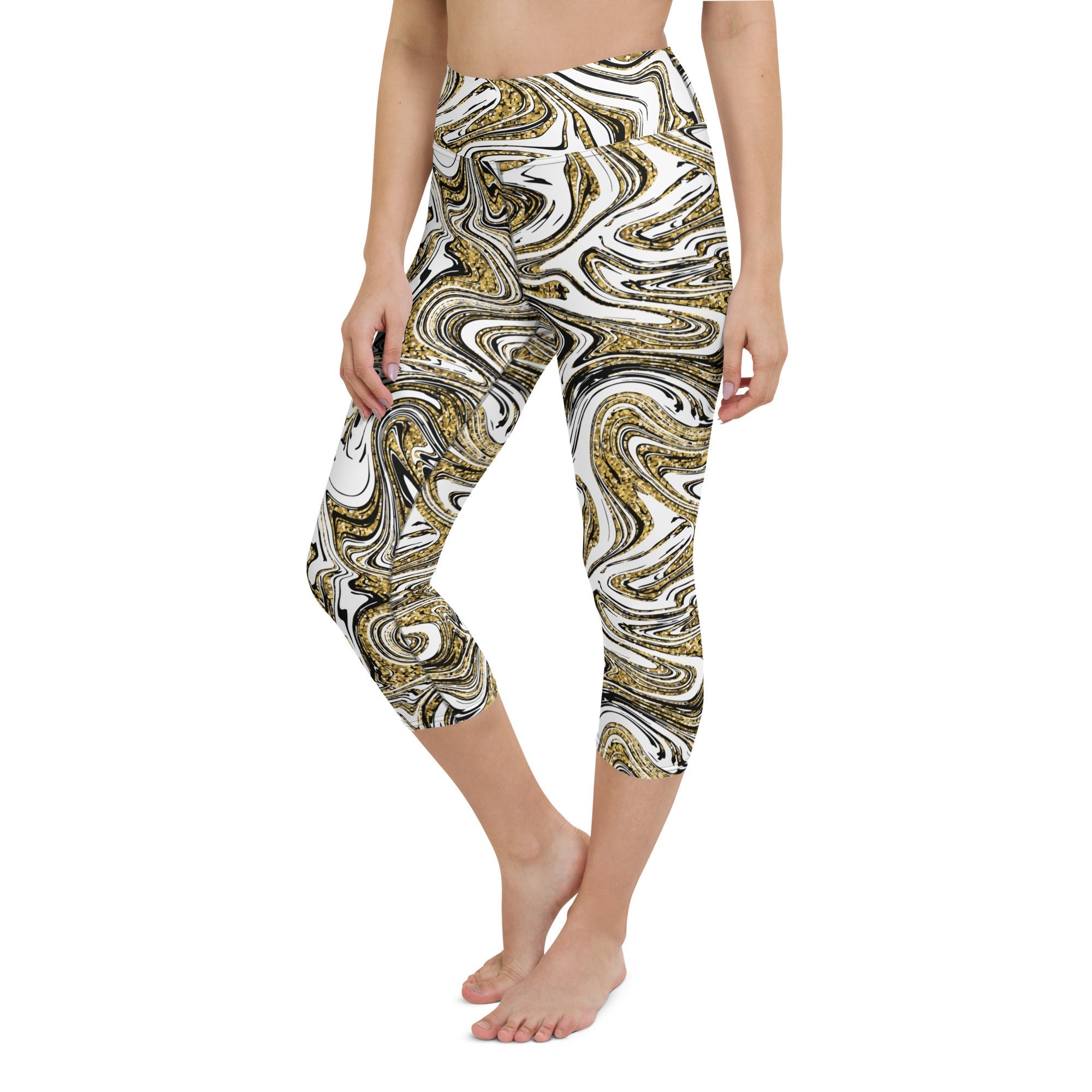 Glitter Print Marble Yoga Capris