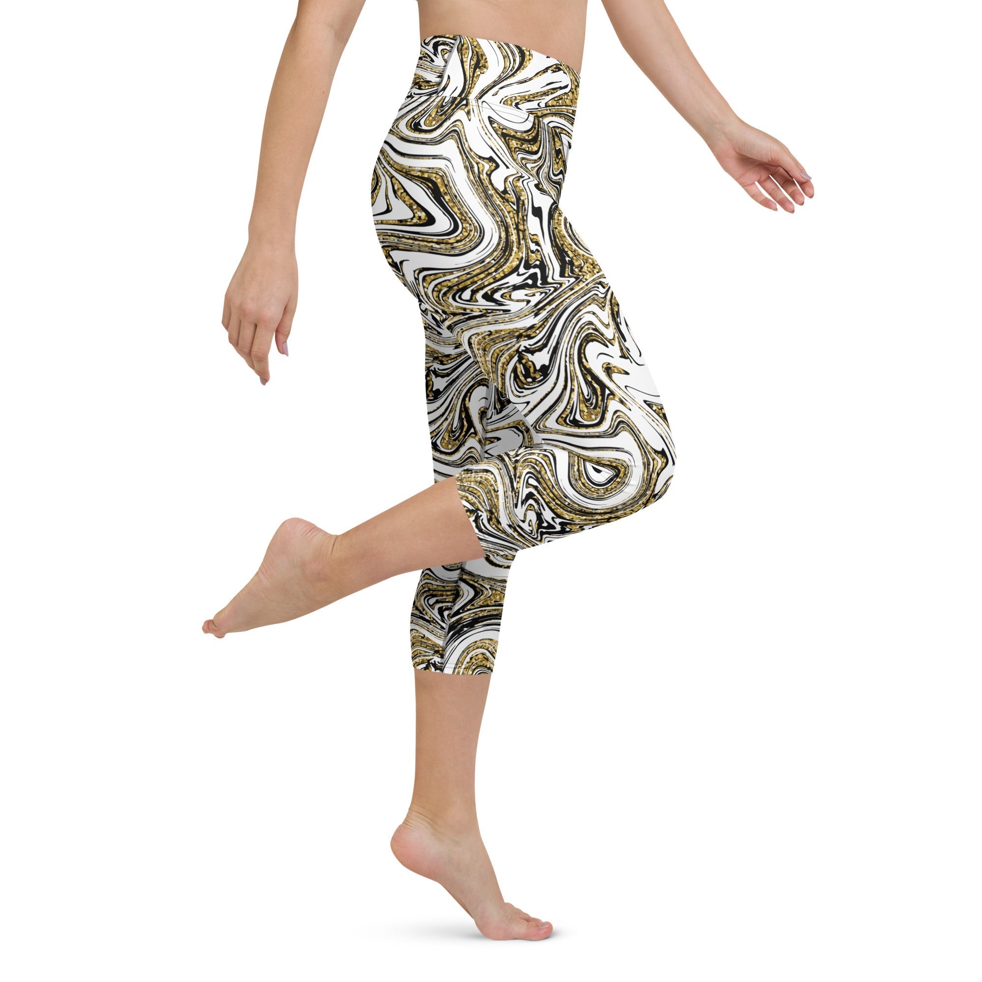 Glitter Print Marble Yoga Capris