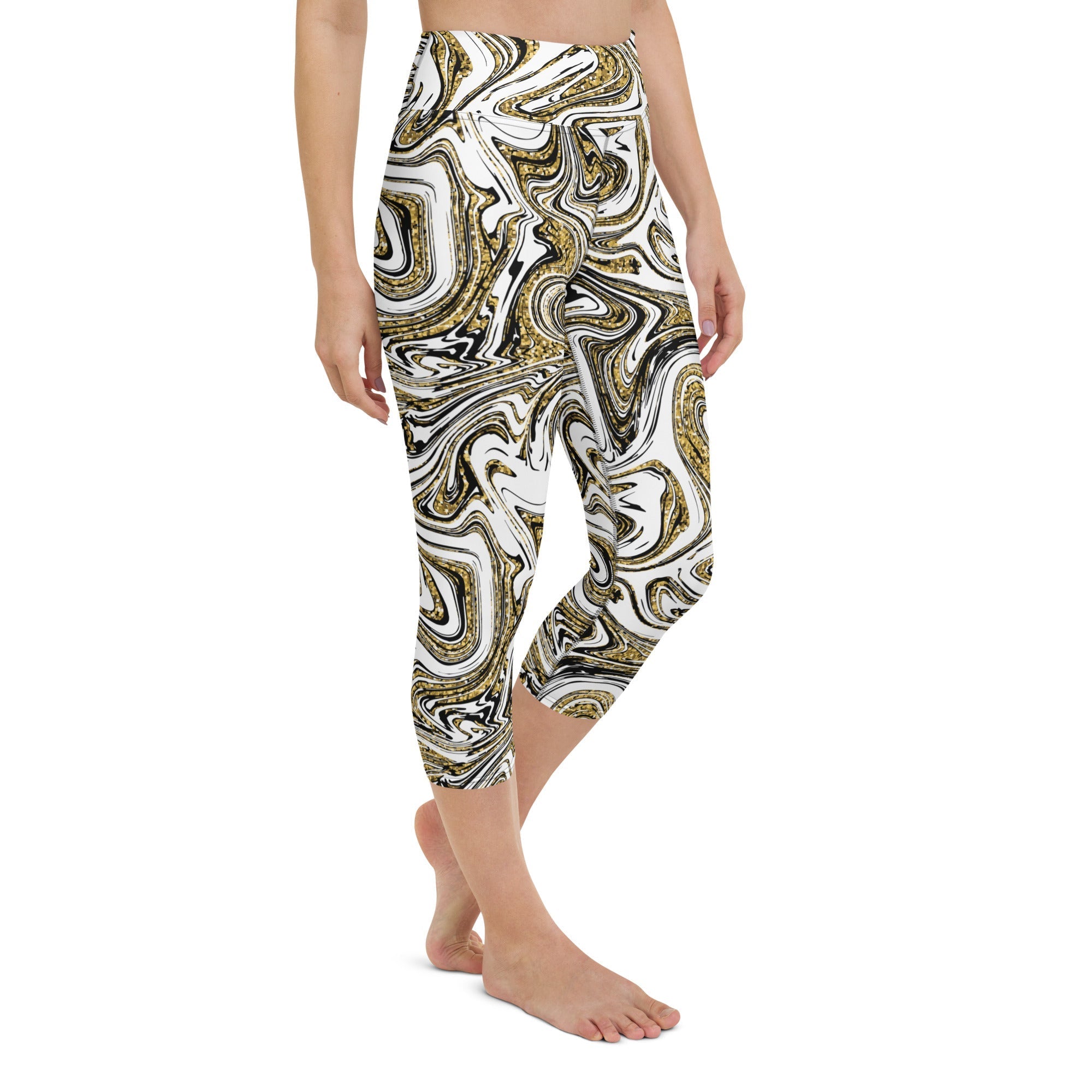 Glitter Print Marble Yoga Capris