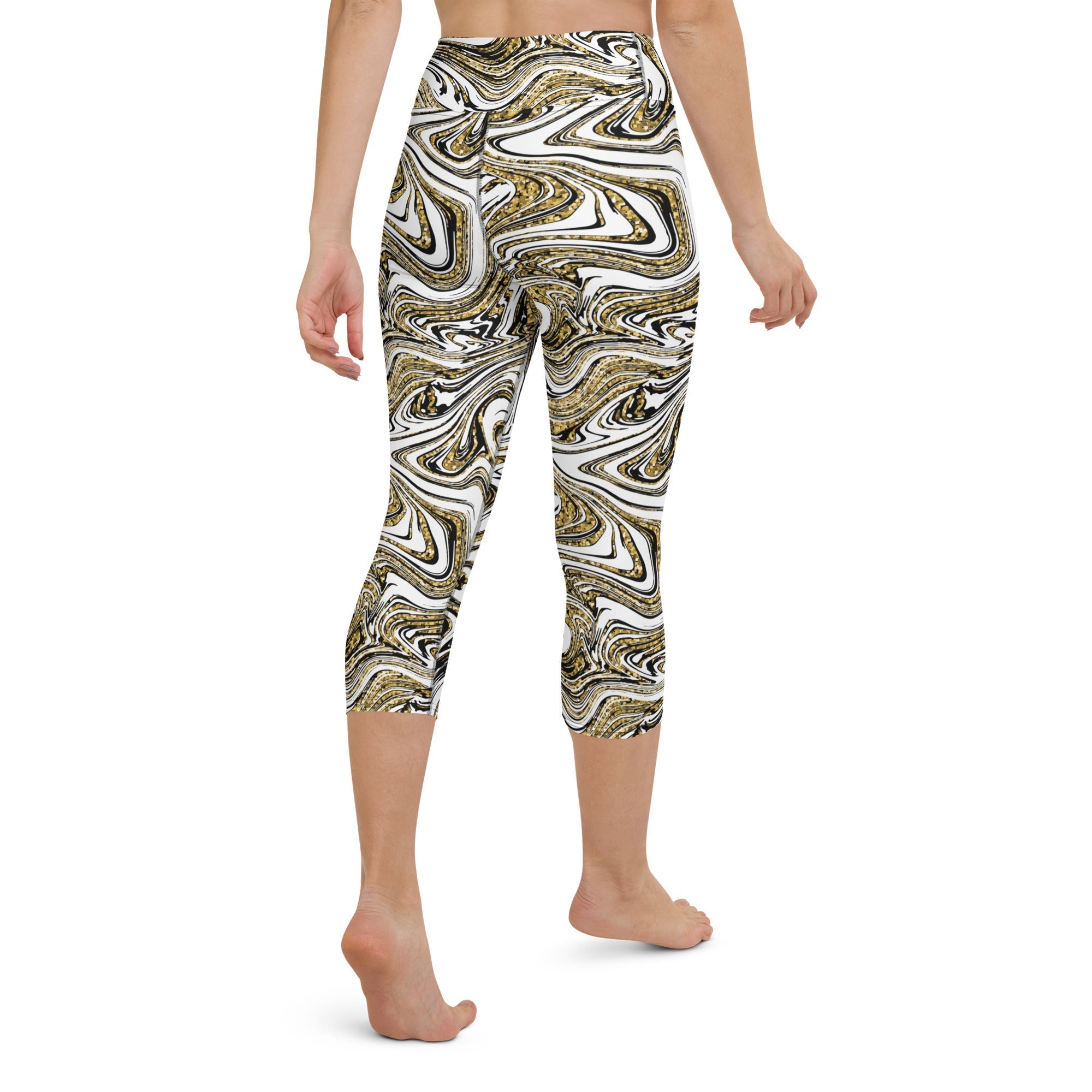Glitter Print Marble Yoga Capris