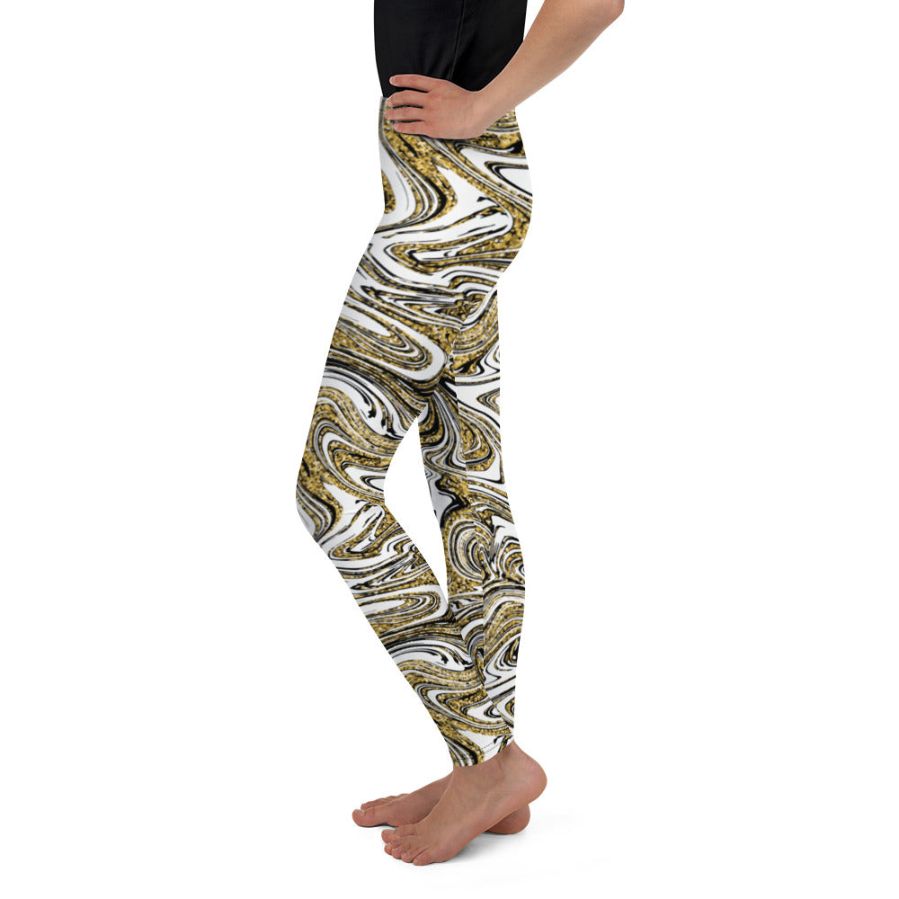Glitter Print Marble Youth Leggings