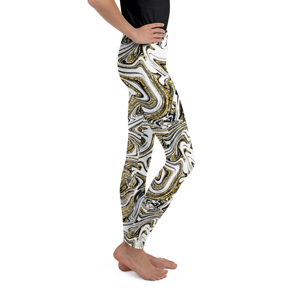 Glitter Print Marble Youth Leggings