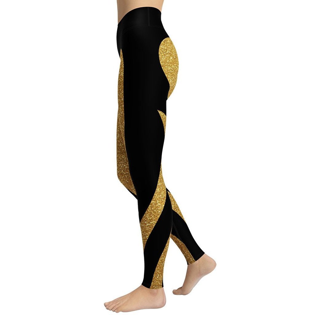 Gold Heart Shaped Yoga Leggings