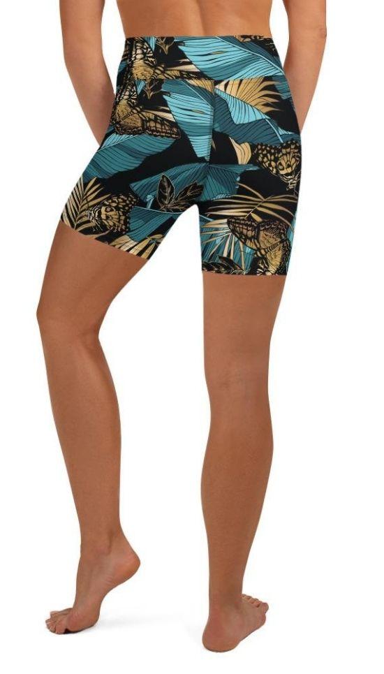 Golden Butterflies Yoga Shorts