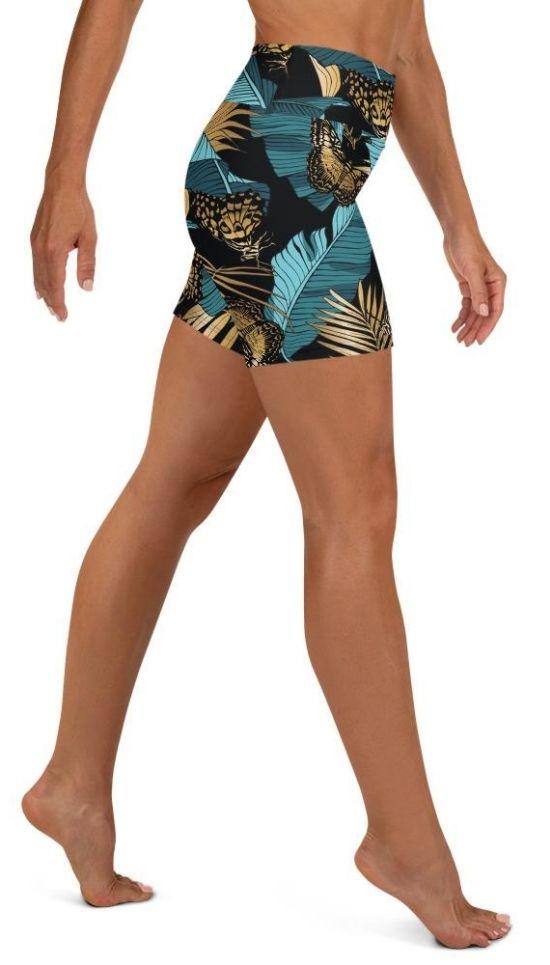 Golden Butterflies Yoga Shorts