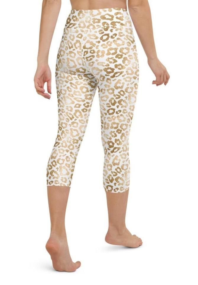 Golden Leopard Print Yoga Capris