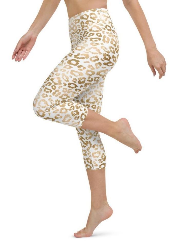Golden Leopard Print Yoga Capris
