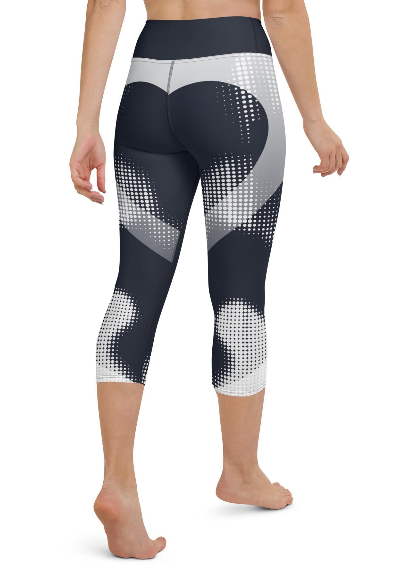 Gray Geometric Heart Yoga Capris