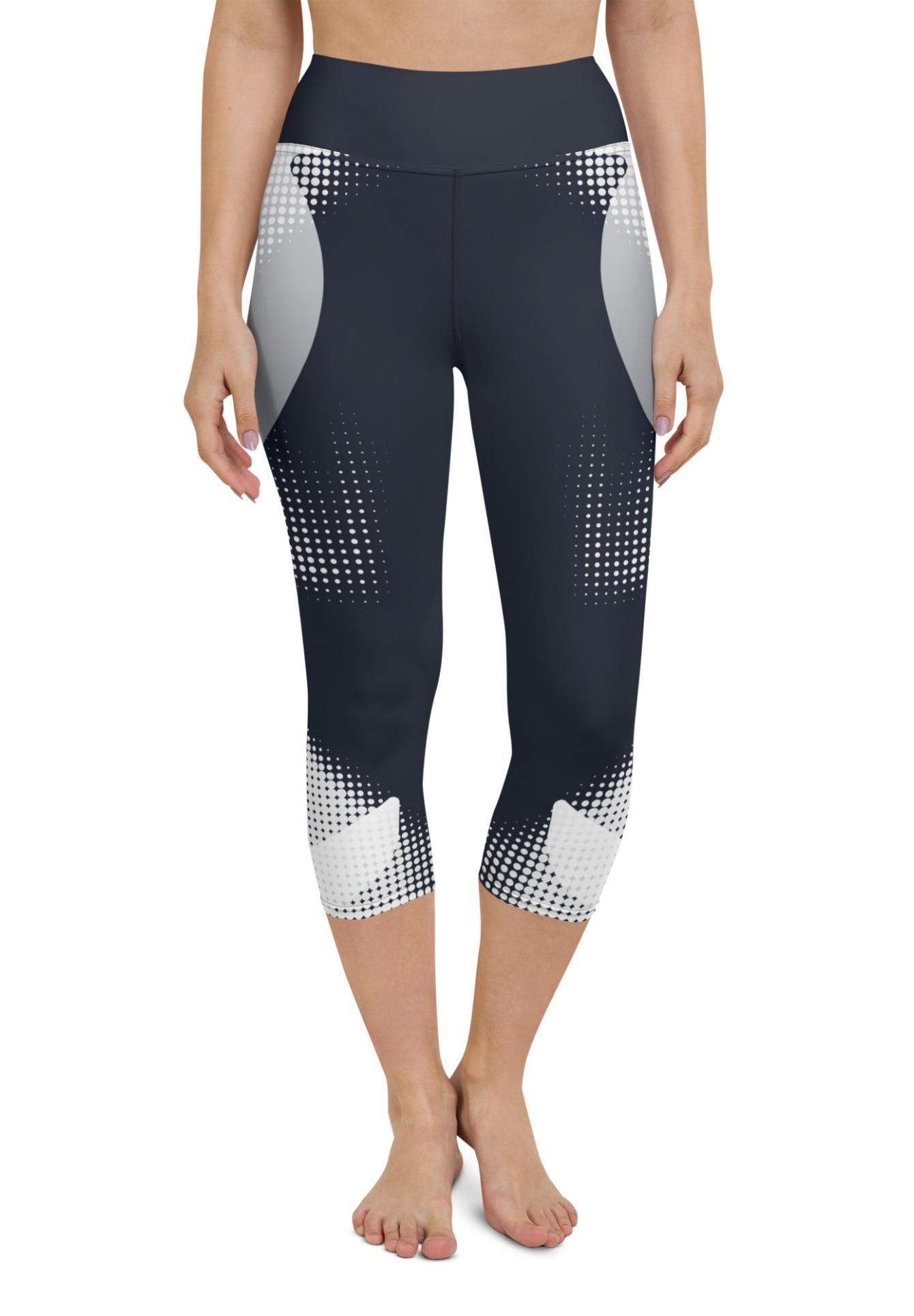 Gray Geometric Heart Yoga Capris