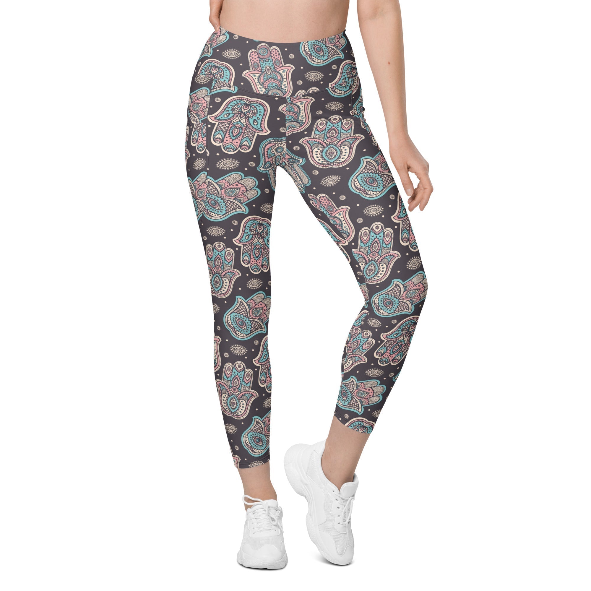 Hand Drawn Hamsa Leggings With Pockets