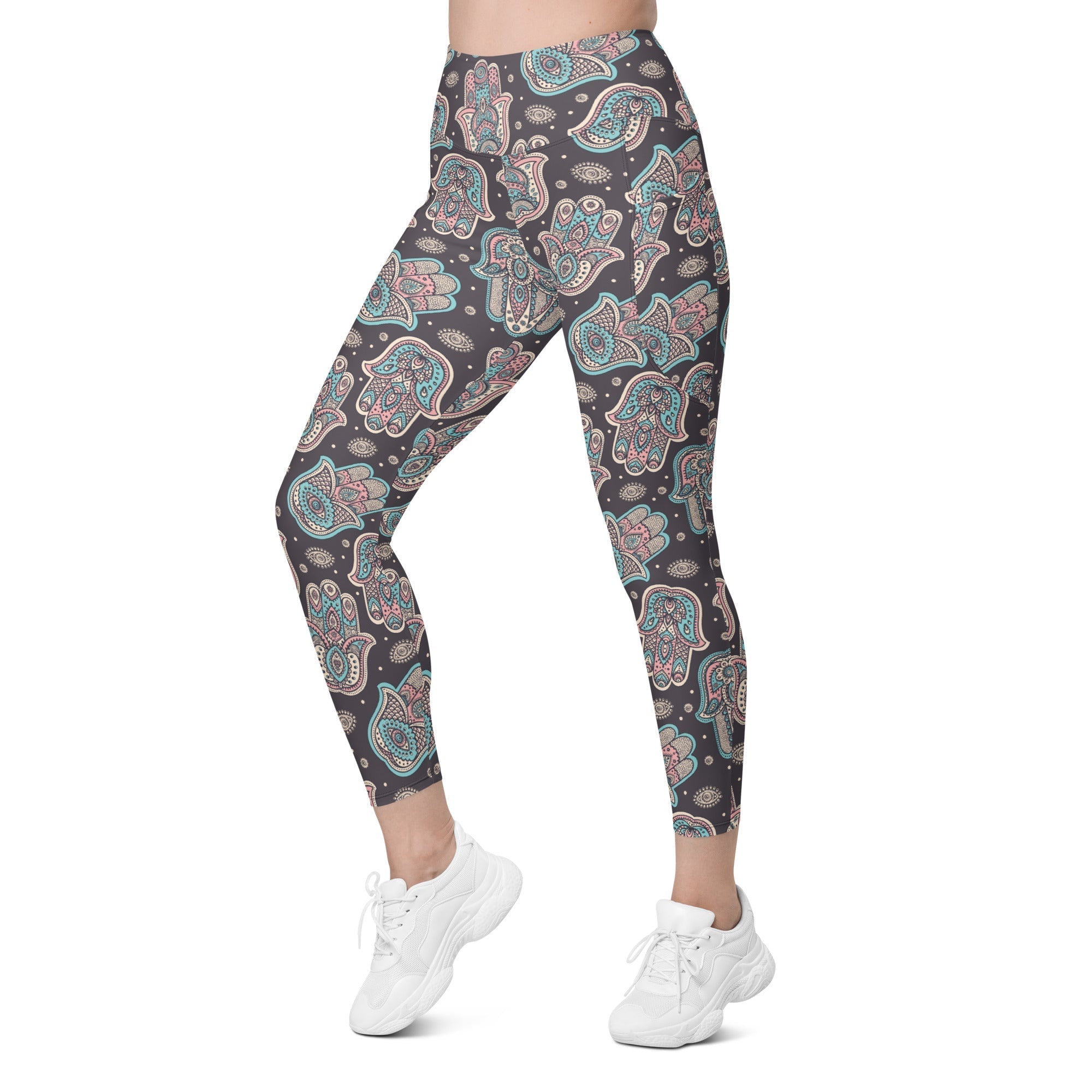 Hand Drawn Hamsa Leggings With Pockets