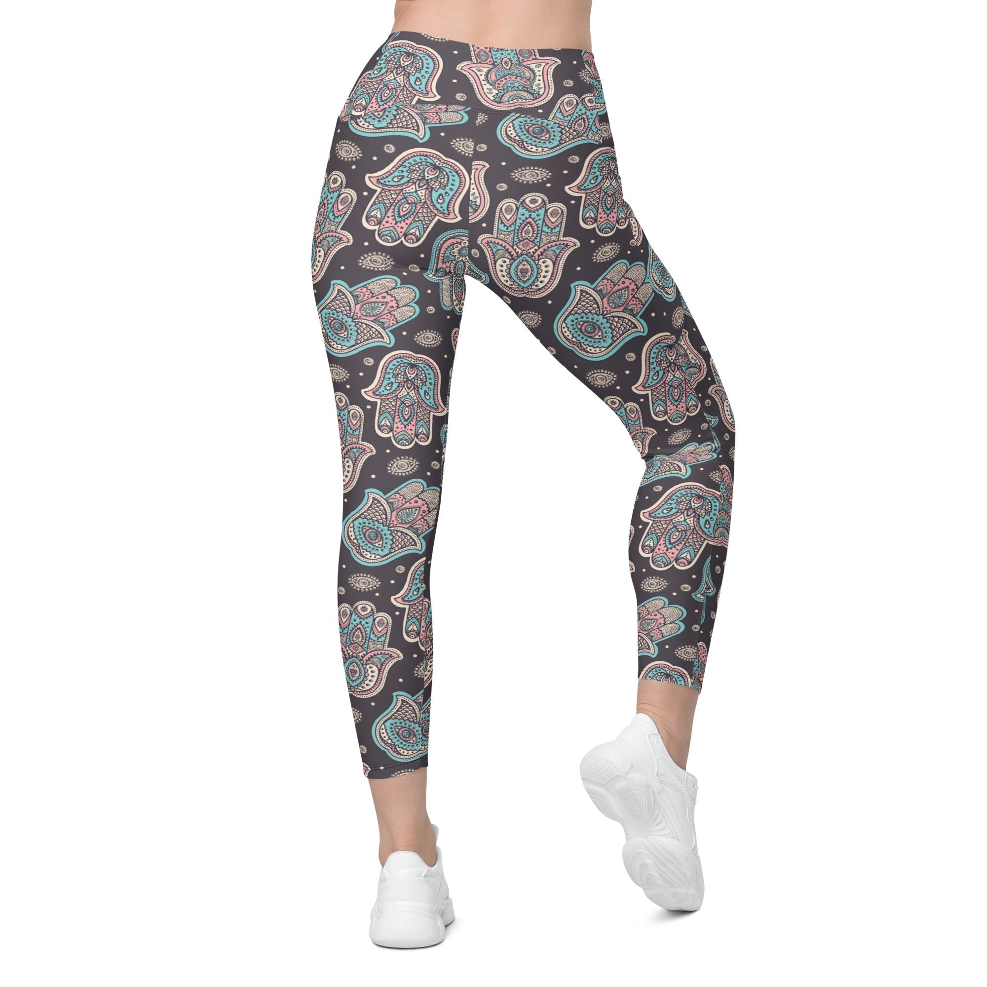 Hand Drawn Hamsa Leggings With Pockets