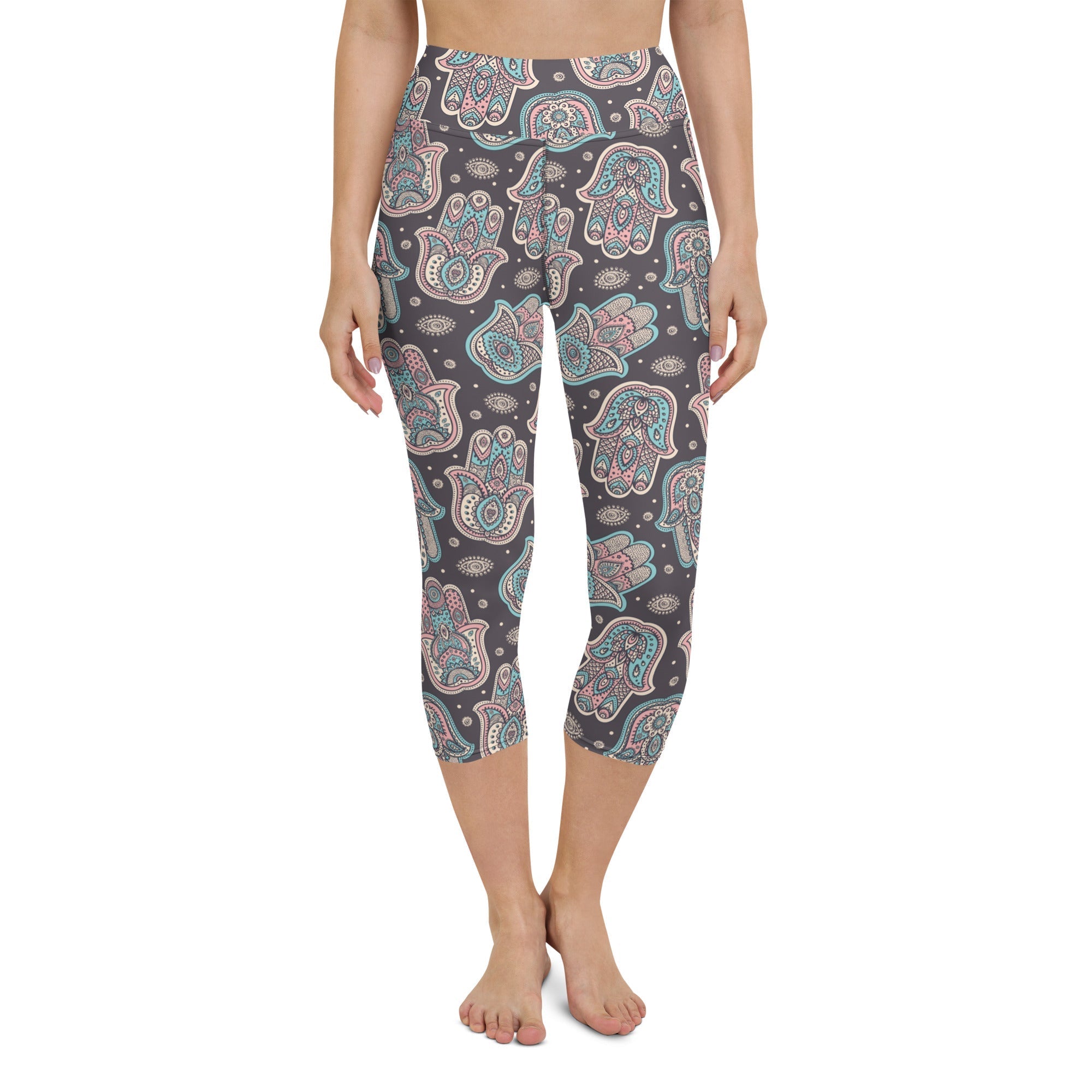 Hand Drawn Hamsa Yoga Capris