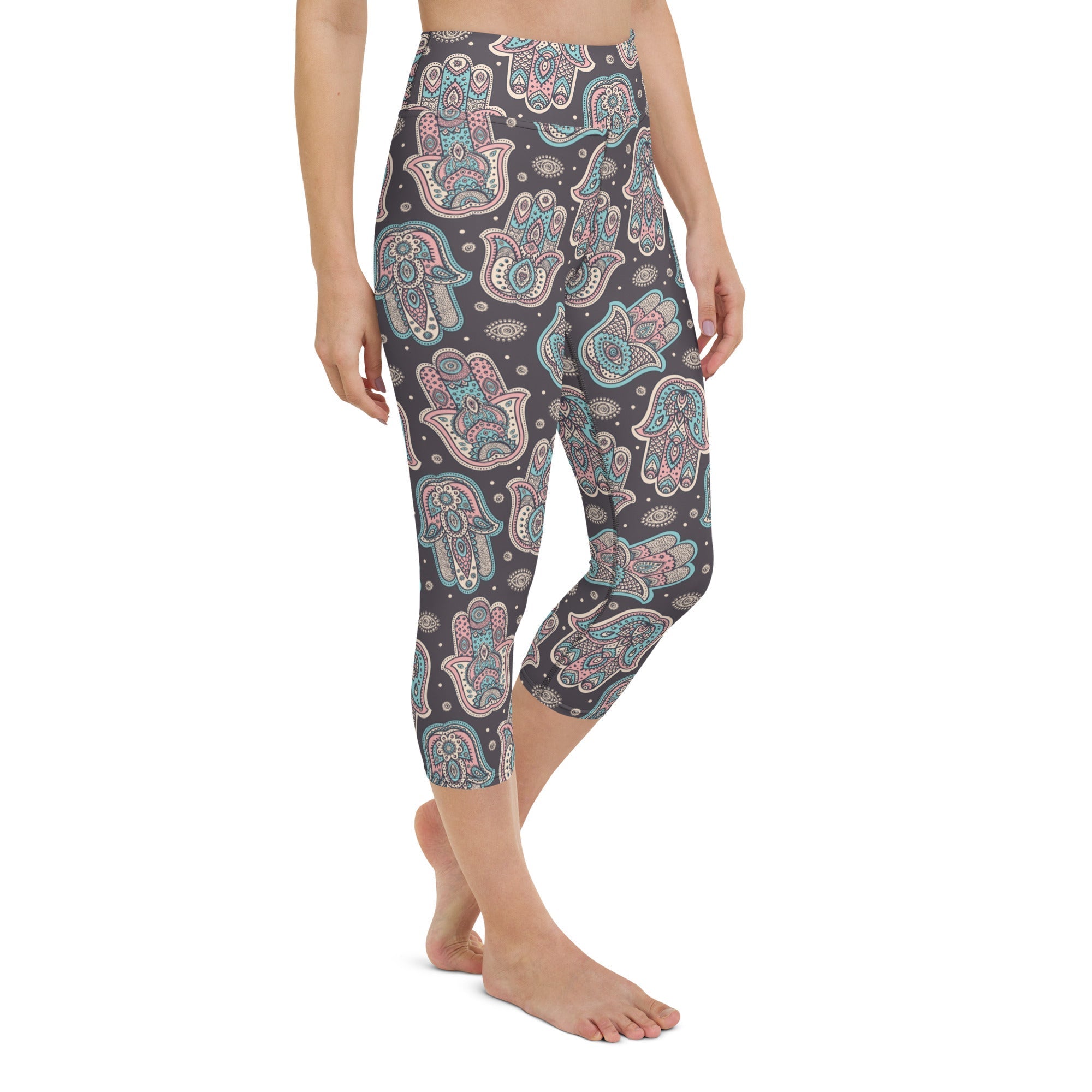 Hand Drawn Hamsa Yoga Capris