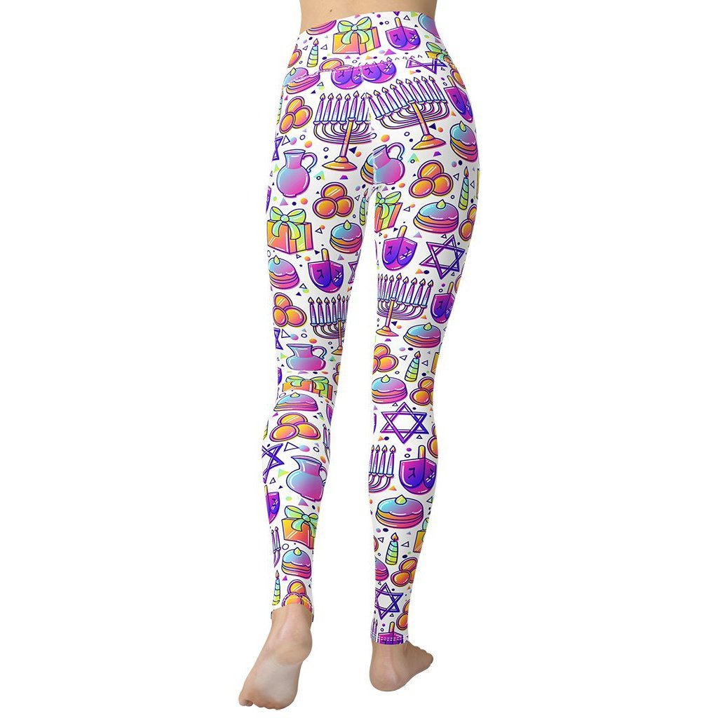 Hanukkah Symbol Yoga Leggings - FiercePulse - Premium Workout Leggings - Yoga Pants