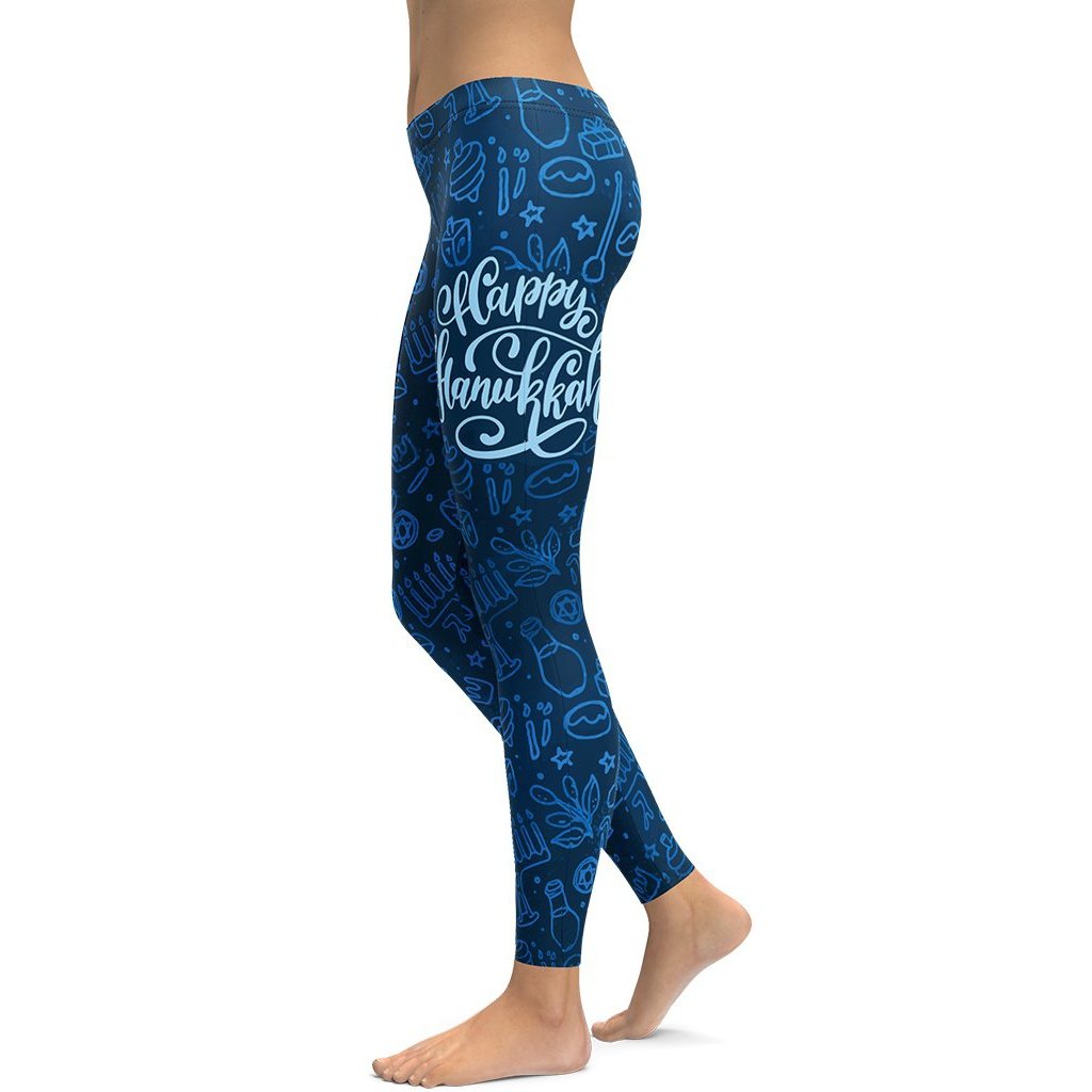 Happy Hanukkah Leggings - FiercePulse - Premium Workout Leggings - Yoga Pants