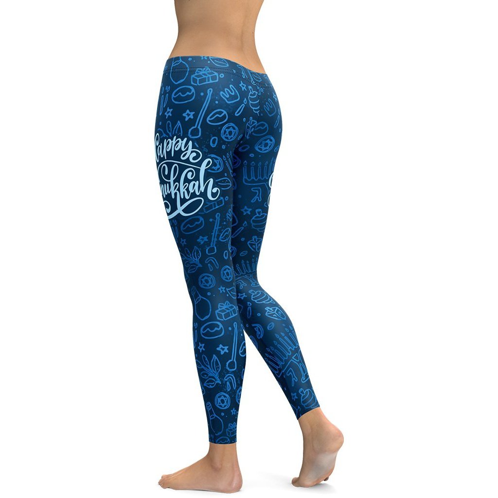 Happy Hanukkah Leggings - FiercePulse - Premium Workout Leggings - Yoga Pants