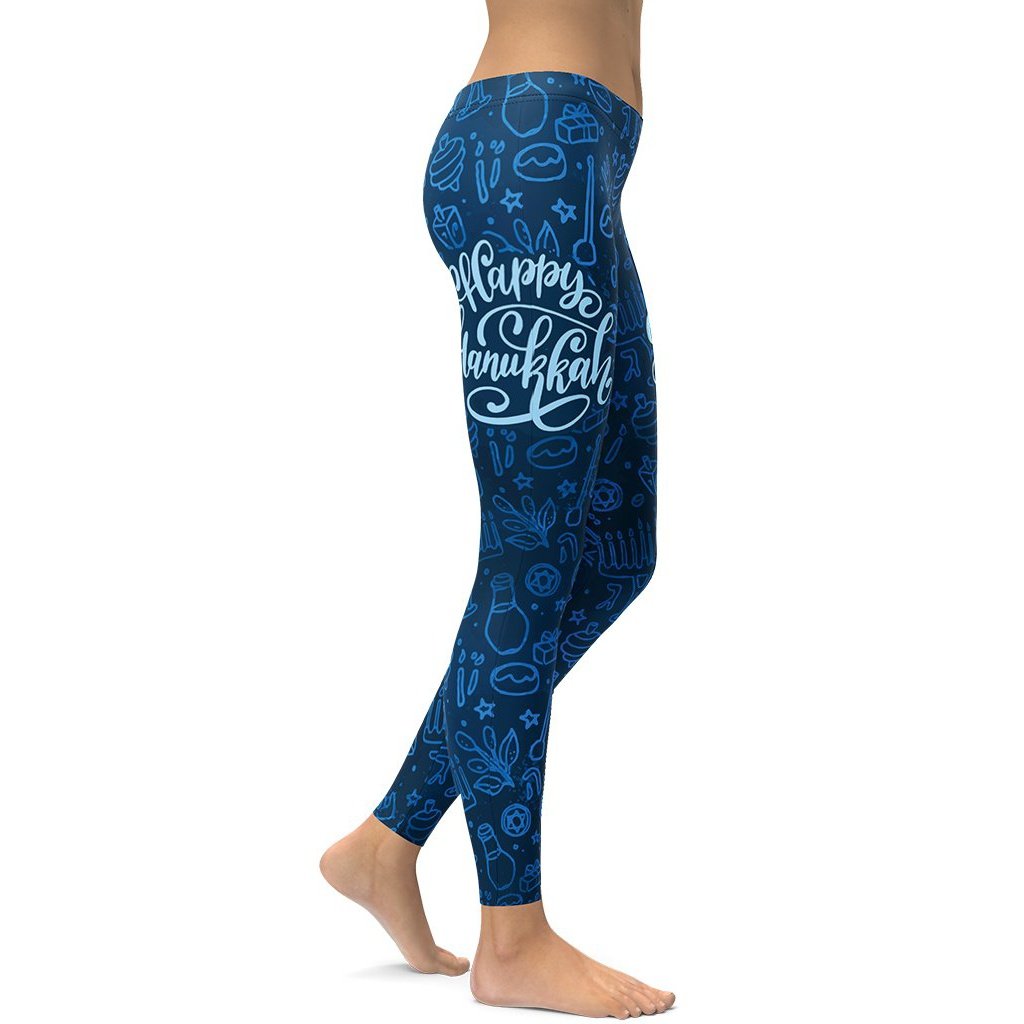 Happy Hanukkah Leggings - FiercePulse - Premium Workout Leggings - Yoga Pants